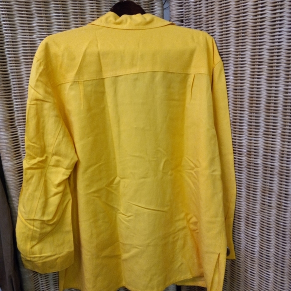 Harris Wallace Shirt Yellow Womens Long Sleeves Button Down Bamboo, Size M/52 - Picture 4 of 10